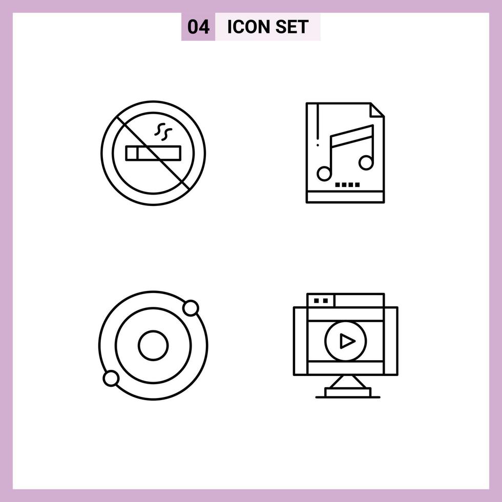 Stock Vector Icon Pack of 4 Line Signs and Symbols for hotel structure audio sample movie Editable Vector Design Elements