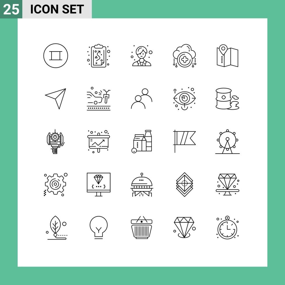 Modern Set of 25 Lines and symbols such as map map female location new Editable Vector Design Elements
