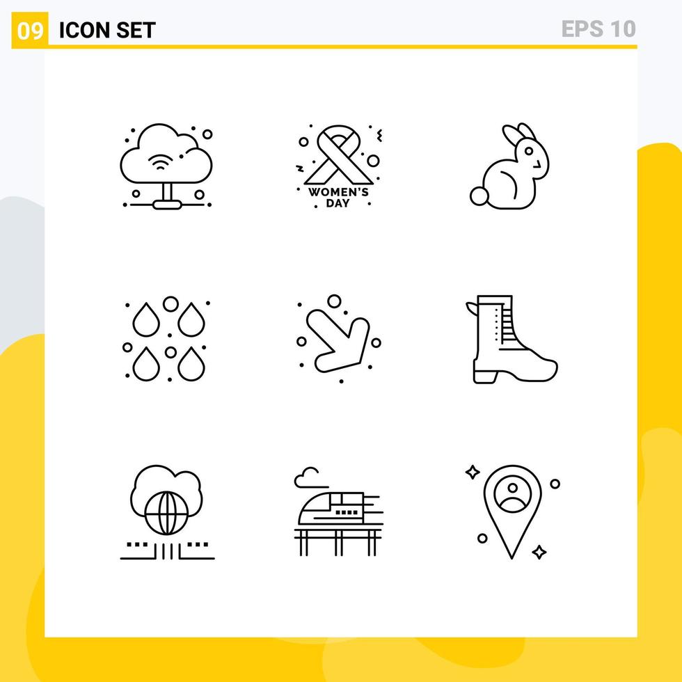Universal Icon Symbols Group of 9 Modern Outlines of activity down rabbit arrow edit Editable Vector Design Elements