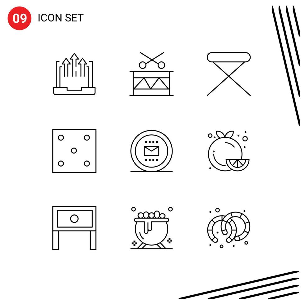 Stock Vector Icon Pack of 9 Line Signs and Symbols for sport game holiday dice household Editable Vector Design Elements