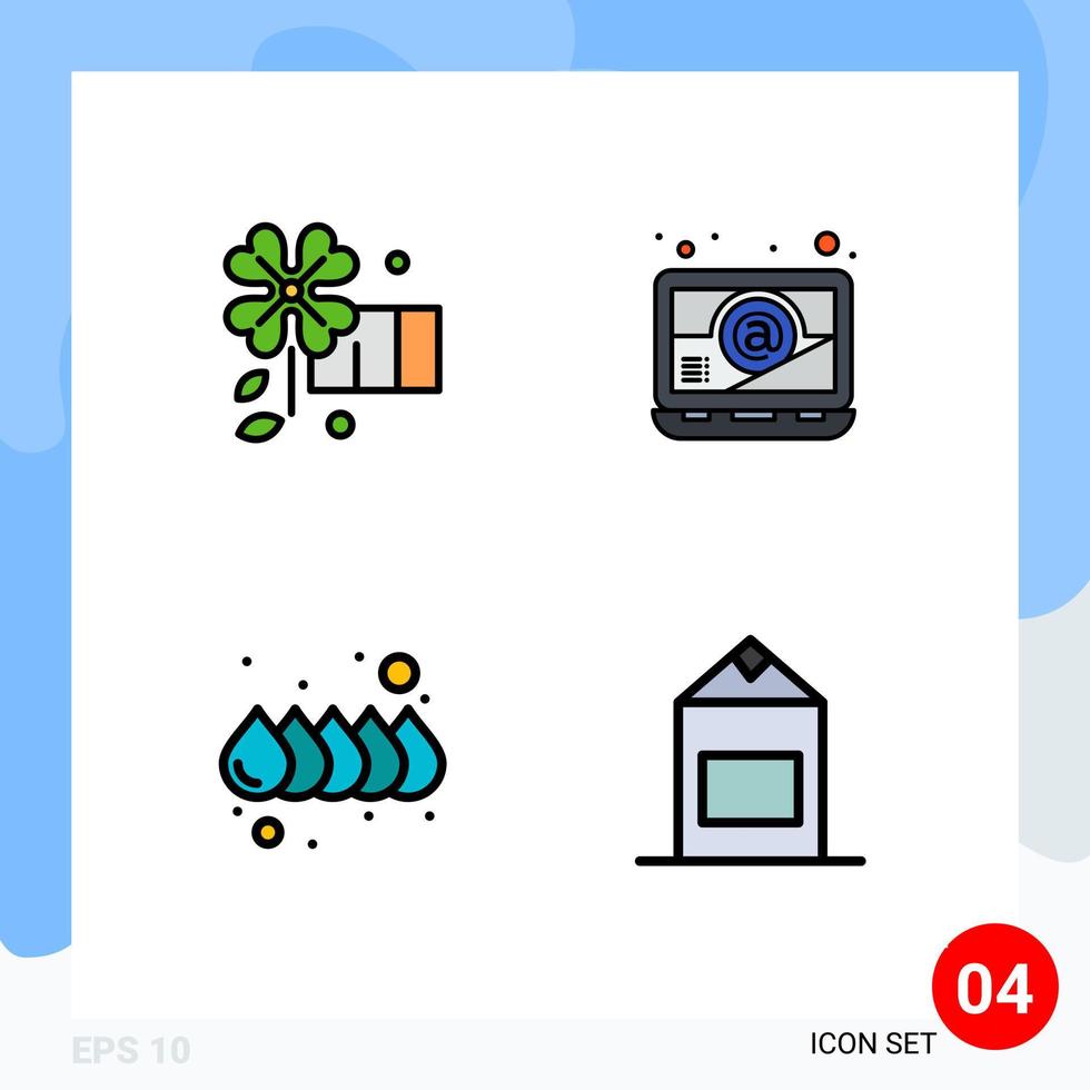Group of 4 Filledline Flat Colors Signs and Symbols for anemone milk computer color yogurt Editable Vector Design Elements