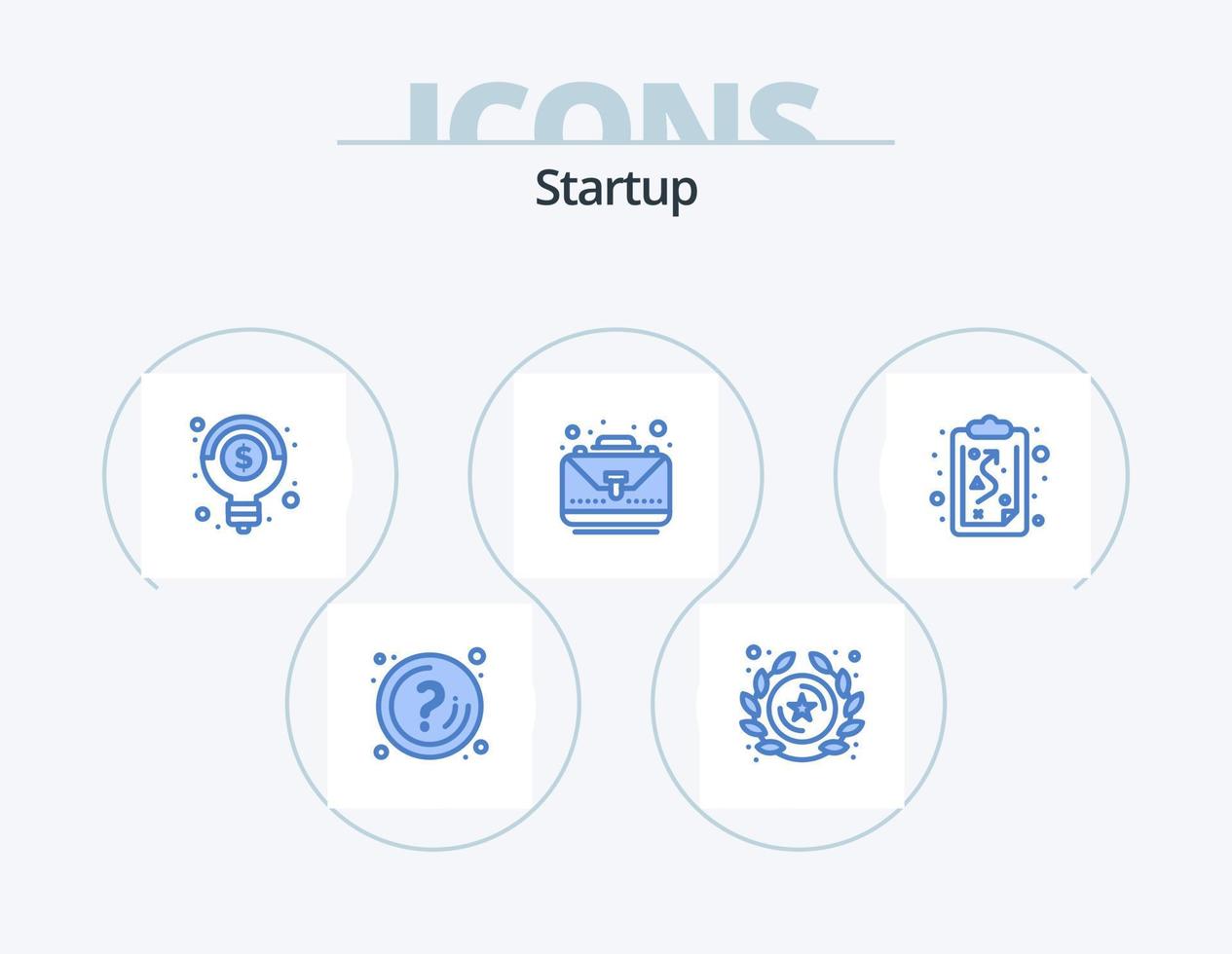 Startup Blue Icon Pack 5 Icon Design. path. bag. star. complete. business vector