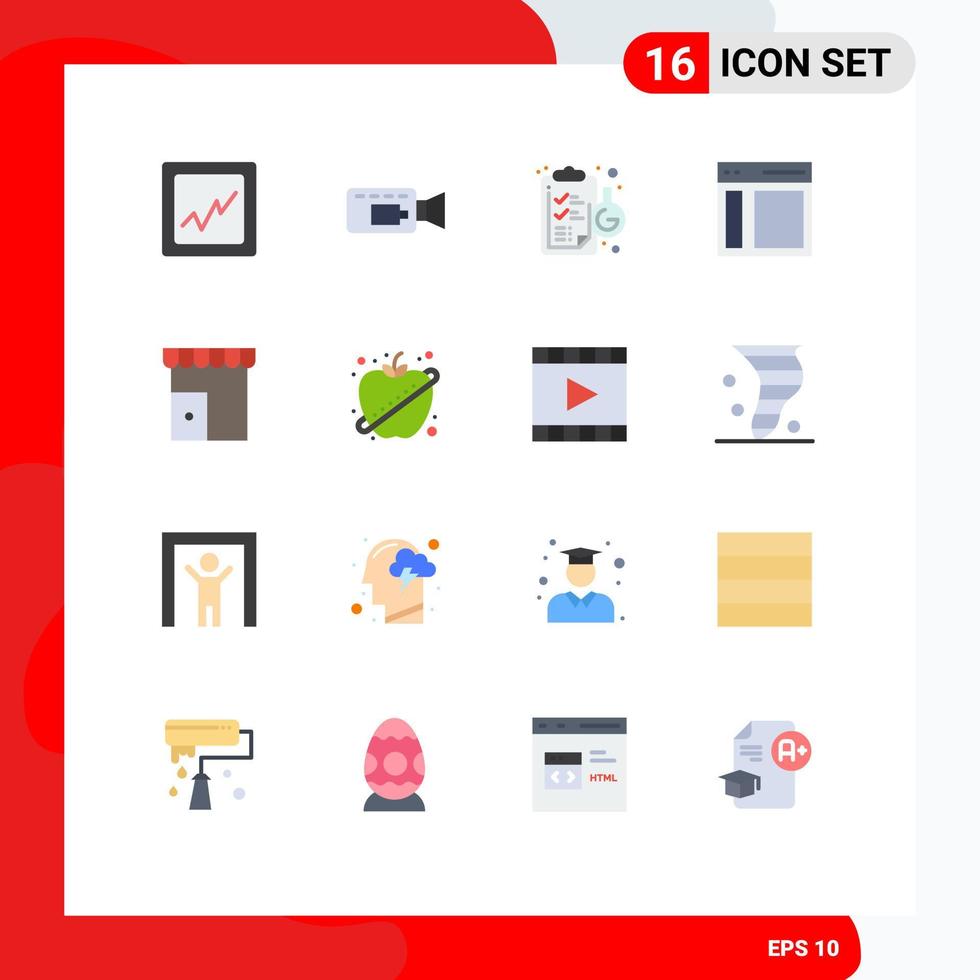 16 Universal Flat Colors Set for Web and Mobile Applications shop institute building laboratory building sidebar Editable Pack of Creative Vector Design Elements