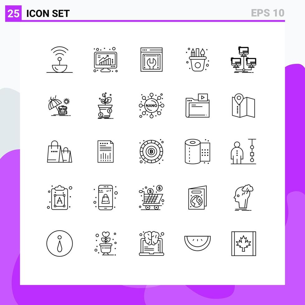 25 Creative Icons Modern Signs and Symbols of craft arts poll art web development Editable Vector Design Elements