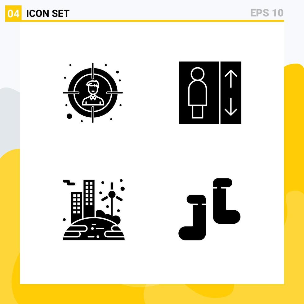 User Interface Pack of 4 Basic Solid Glyphs of audience wind elevator energy shoes Editable Vector Design Elements