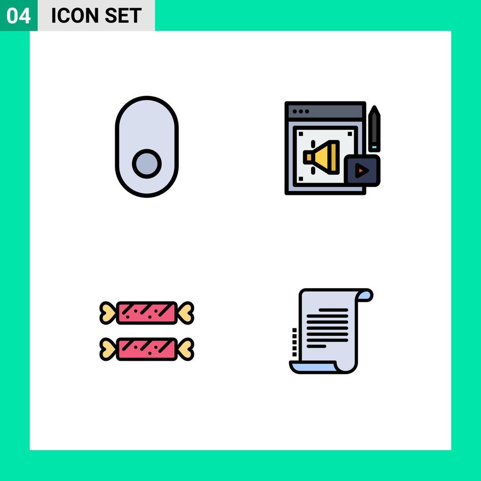 User Interface Pack of 4 Basic Filledline Flat Colors of apple easter web megaphone decree Editable Vector Design Elements