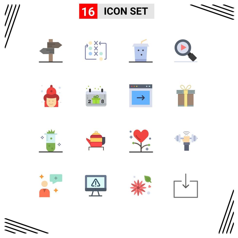 Set of 16 Modern UI Icons Symbols Signs for fireman fight tactical video research Editable Pack of Creative Vector Design Elements