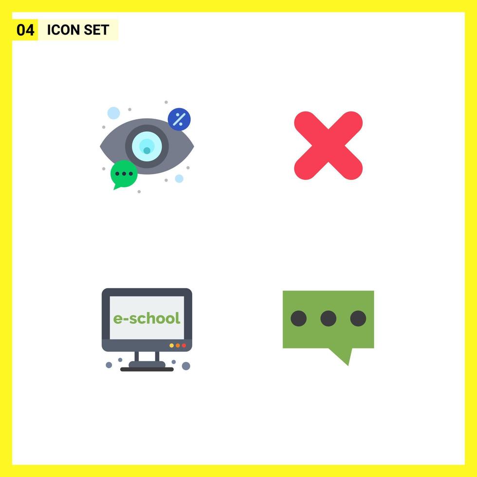 Set of 4 Modern UI Icons Symbols Signs for eye e view cancel electronic Editable Vector Design Elements