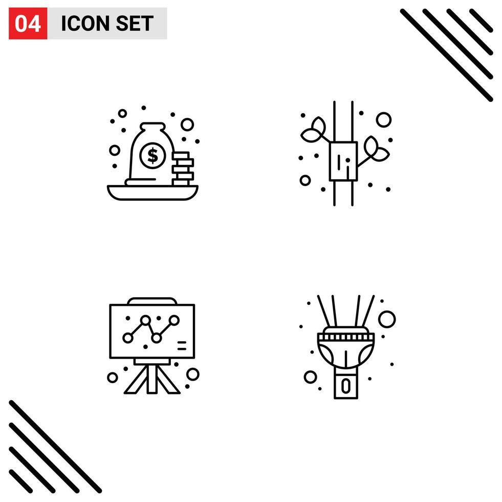 Stock Vector Icon Pack of 4 Line Signs and Symbols for loan business bag china graph Editable Vector Design Elements