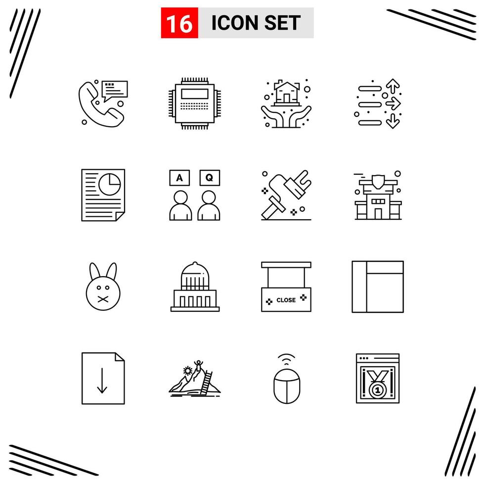 Pack of 16 creative Outlines of stock economy pc down house Editable Vector Design Elements