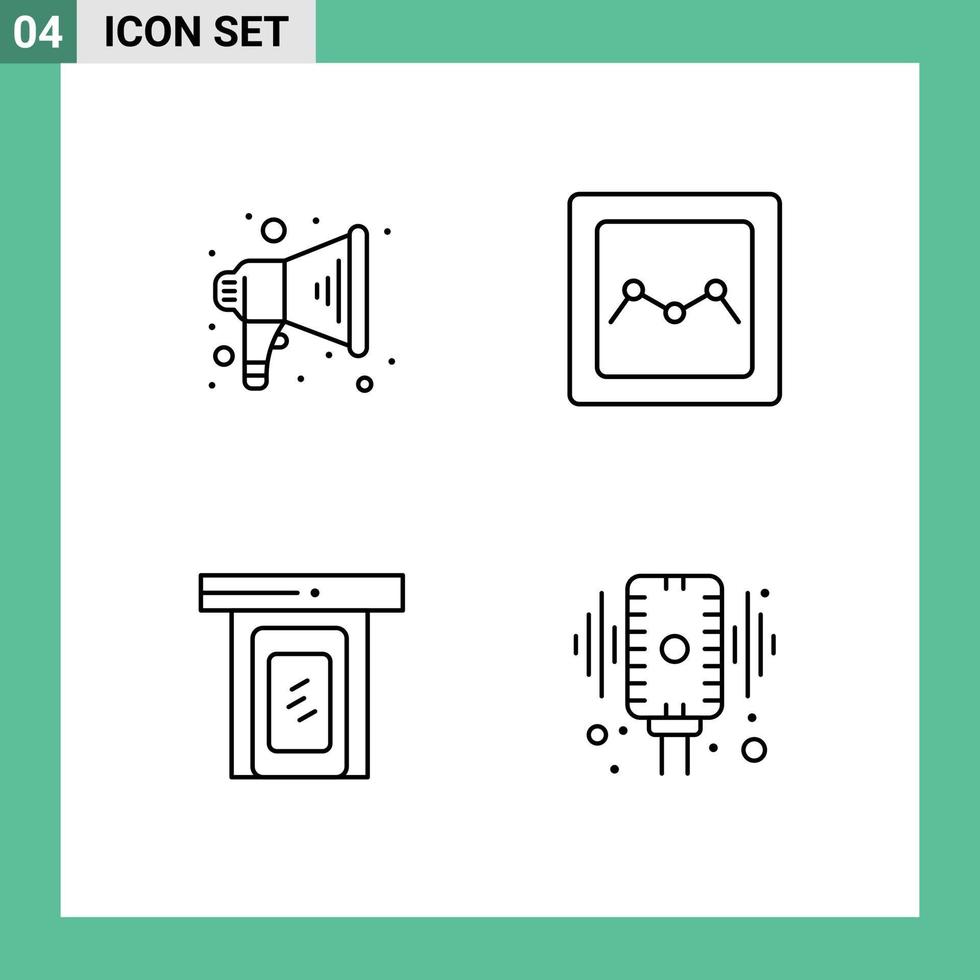 4 Line concept for Websites Mobile and Apps announce home analytics rainy record Editable Vector Design Elements
