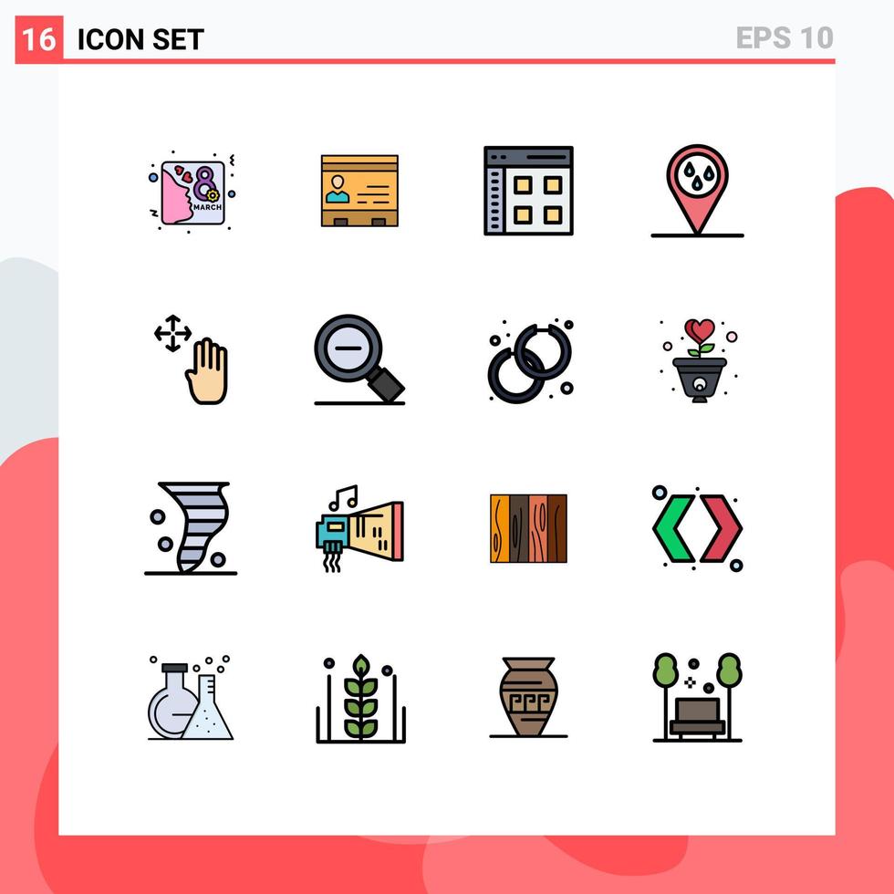 Stock Vector Icon Pack of 16 Line Signs and Symbols for raining web office user communication Editable Creative Vector Design Elements