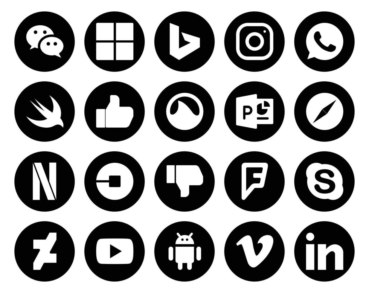 20 Social Media Icon Pack Including foursquare driver grooveshark car netflix vector