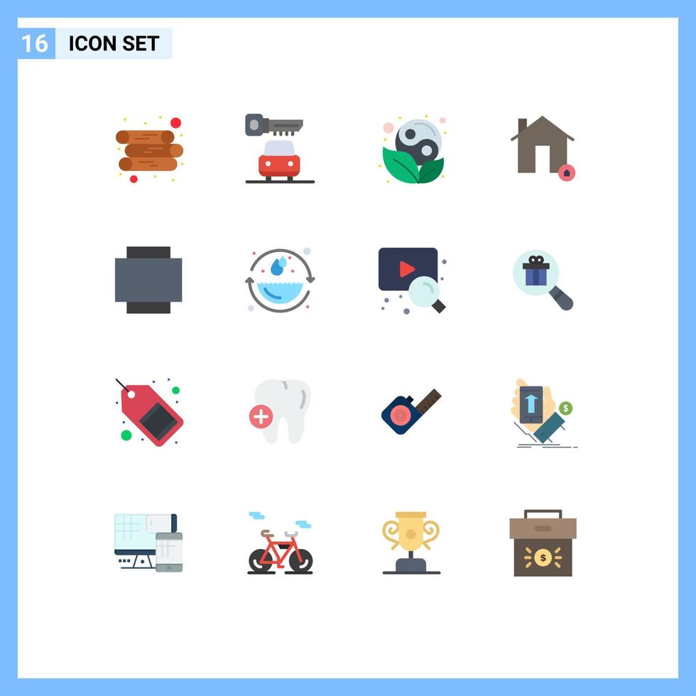 16 Thematic Vector Flat Colors and Editable Symbols of earth day layout yin real house Editable Pack of Creative Vector Design Elements