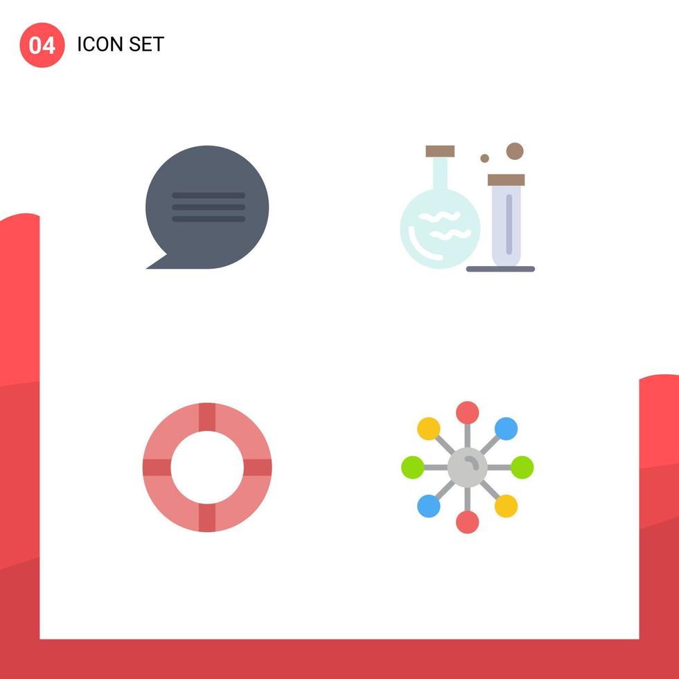 User Interface Pack of 4 Basic Flat Icons of chat lifebuoy tube education skin Editable Vector Design Elements