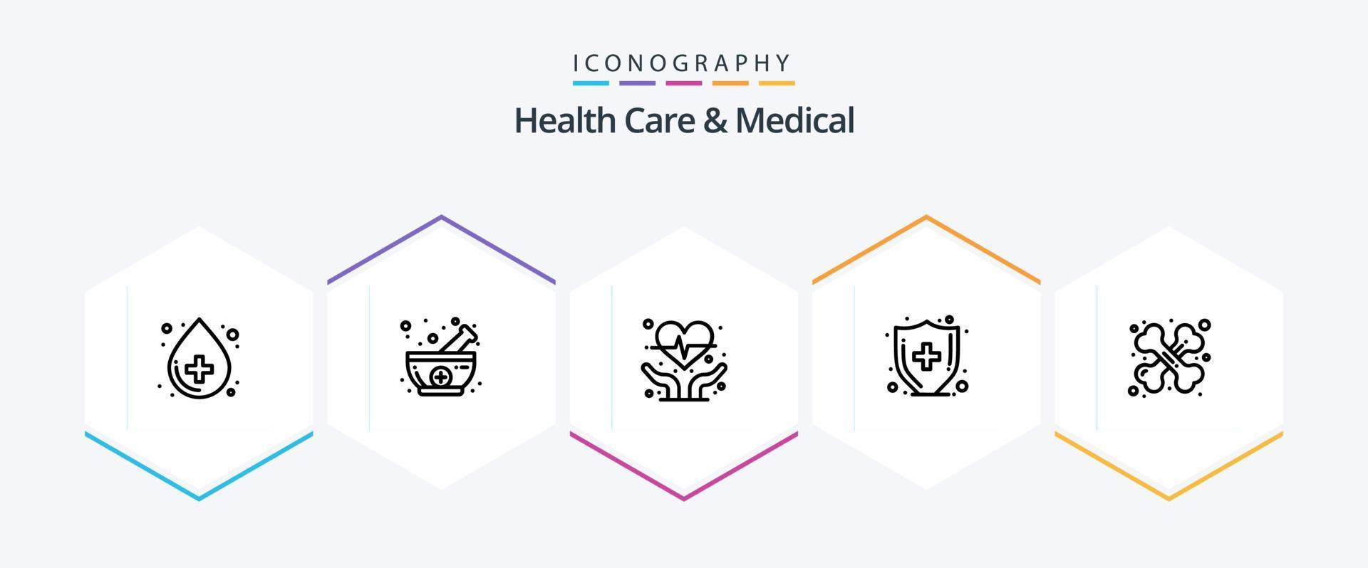 Health Care And Medical 25 Line icon pack including traumatology. health. cardiogram. care. medical care vector