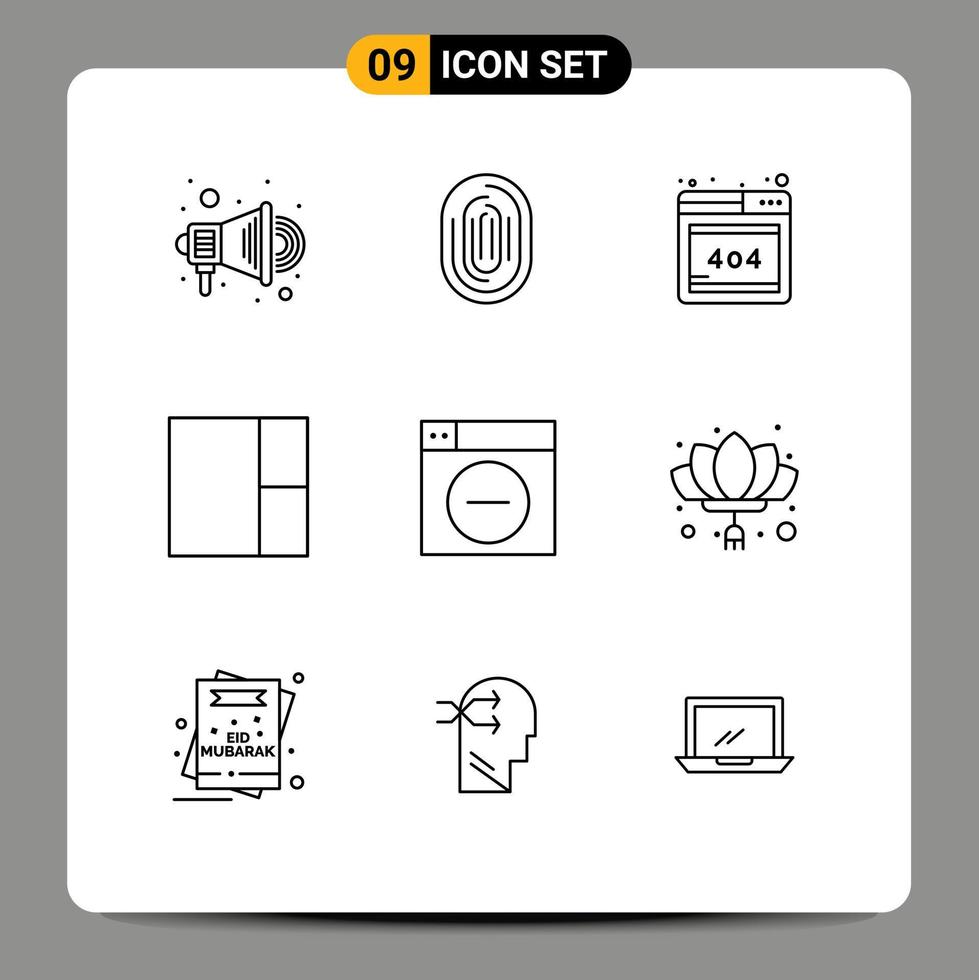 9 Universal Outlines Set for Web and Mobile Applications minimize design scanning web grid Editable Vector Design Elements