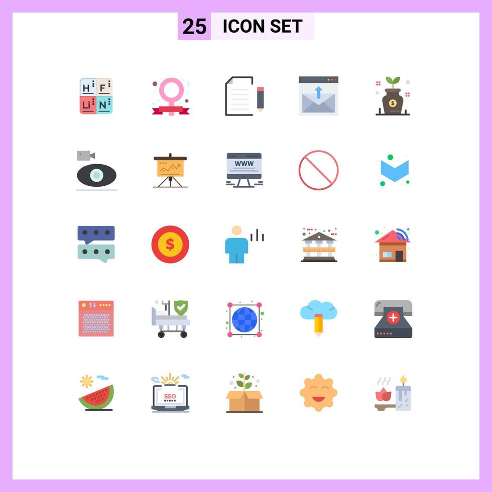 Flat Color Pack of 25 Universal Symbols of mail contact us data contact page Editable Vector Design Elements