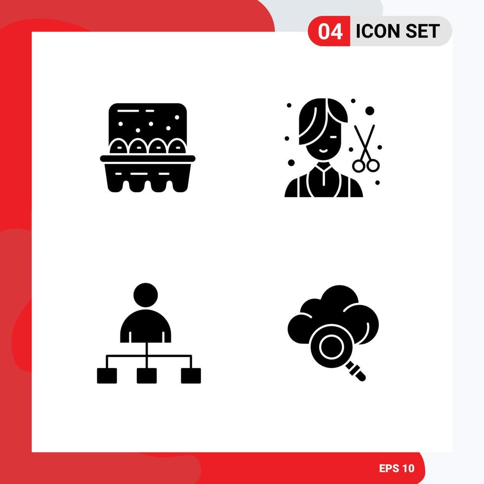 Editable Vector Line Pack of 4 Simple Solid Glyphs of baking user ingredients fashion film Editable Vector Design Elements
