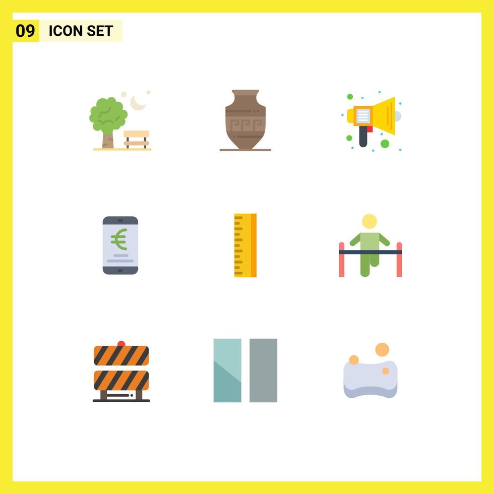 Modern Set of 9 Flat Colors and symbols such as online payment jar mobile sound Editable Vector Design Elements