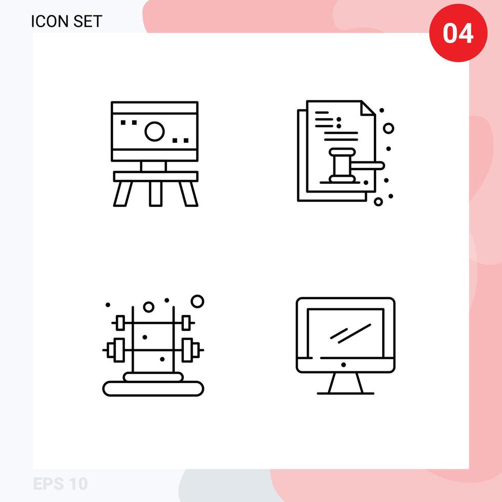 paquete de iconos de vector de stock de 4 signos y símbolos de línea para elementos de diseño de vector editables de formación de documentos de espacio de fitness atómico
