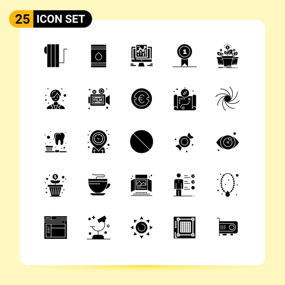 conjunto de 25 iconos de ui modernos símbolos signos para el crecimiento st eco premio elementos de diseño vectorial editables web vector