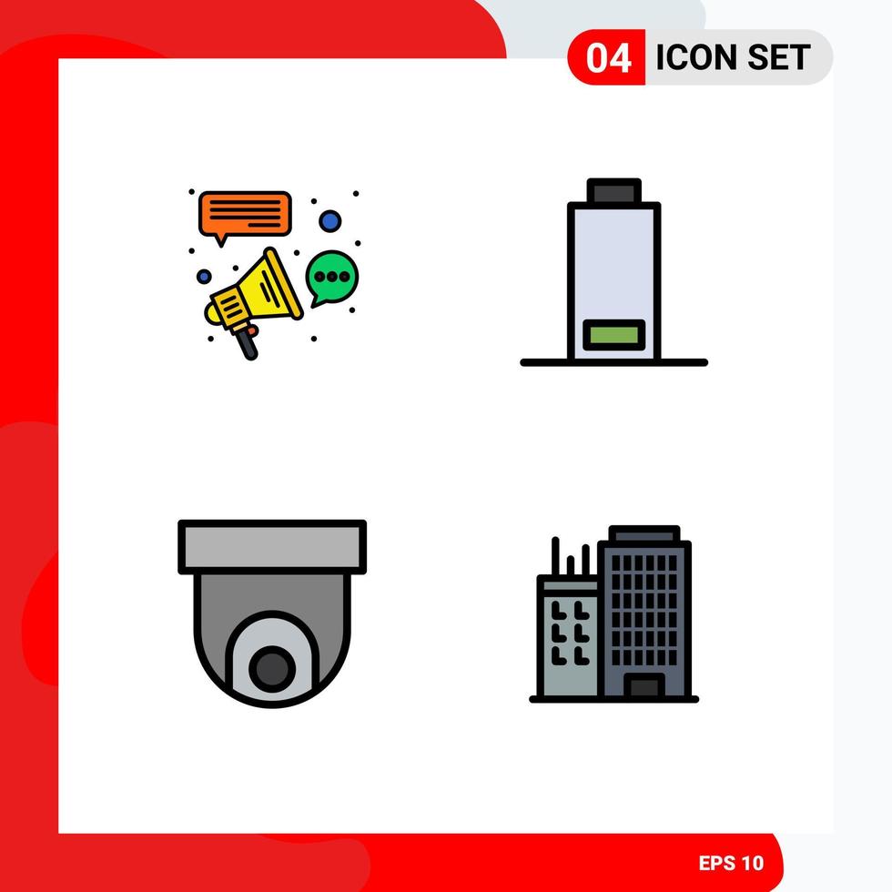 4 Creative Icons Modern Signs and Symbols of advertising cctv campaign multimedia video Editable Vector Design Elements