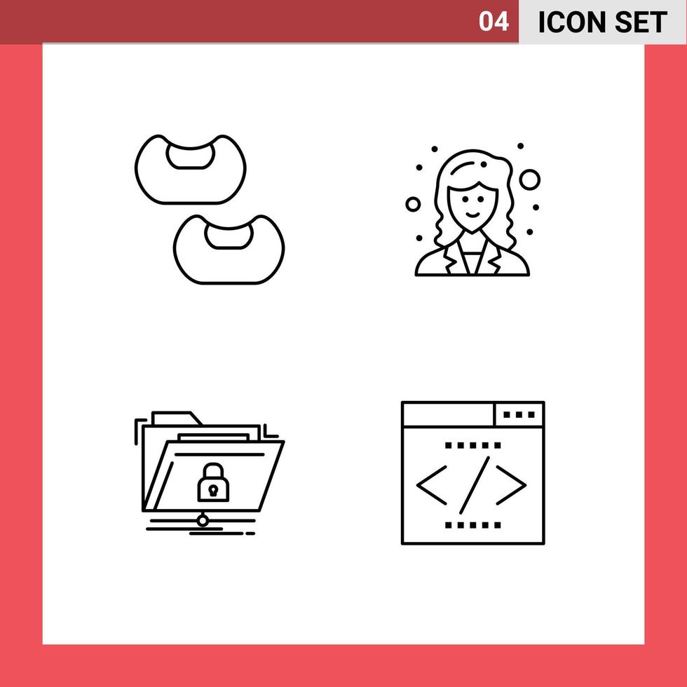 4 Thematic Vector Filledline Flat Colors and Editable Symbols of bean network mathematician encryption engine Editable Vector Design Elements