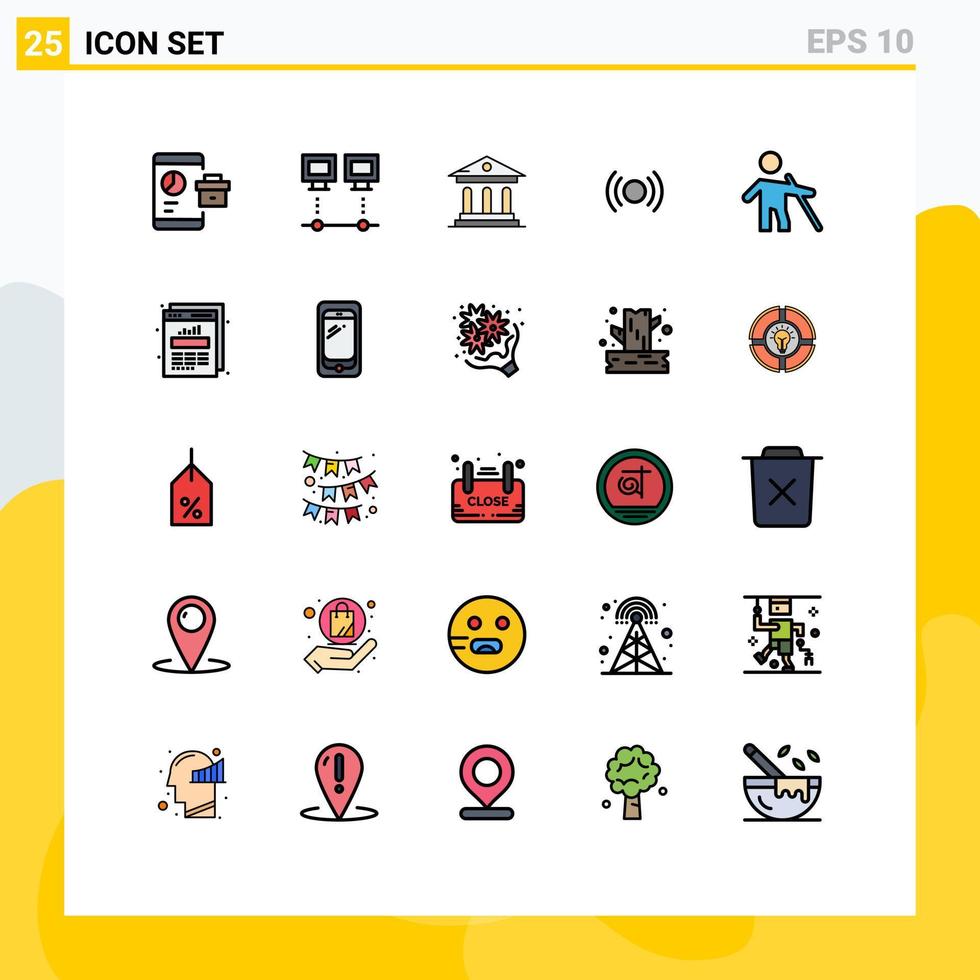 Modern Set of 25 Filled line Flat Colors Pictograph of ui essential net basic campus Editable Vector Design Elements