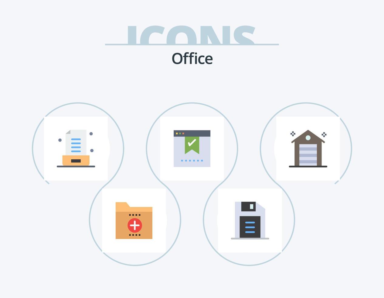 Office Flat Icon Pack 5 Icon Design. building. office. email. good. bookmark vector