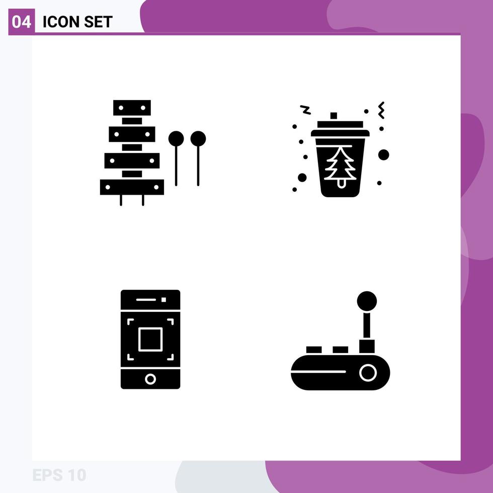 4 Creative Icons Modern Signs and Symbols of audio tree sound cup mobile Editable Vector Design Elements