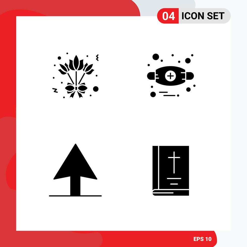 Stock Vector Icon Pack of 4 Line Signs and Symbols for bouquet book allergies mask thanksgiving Editable Vector Design Elements