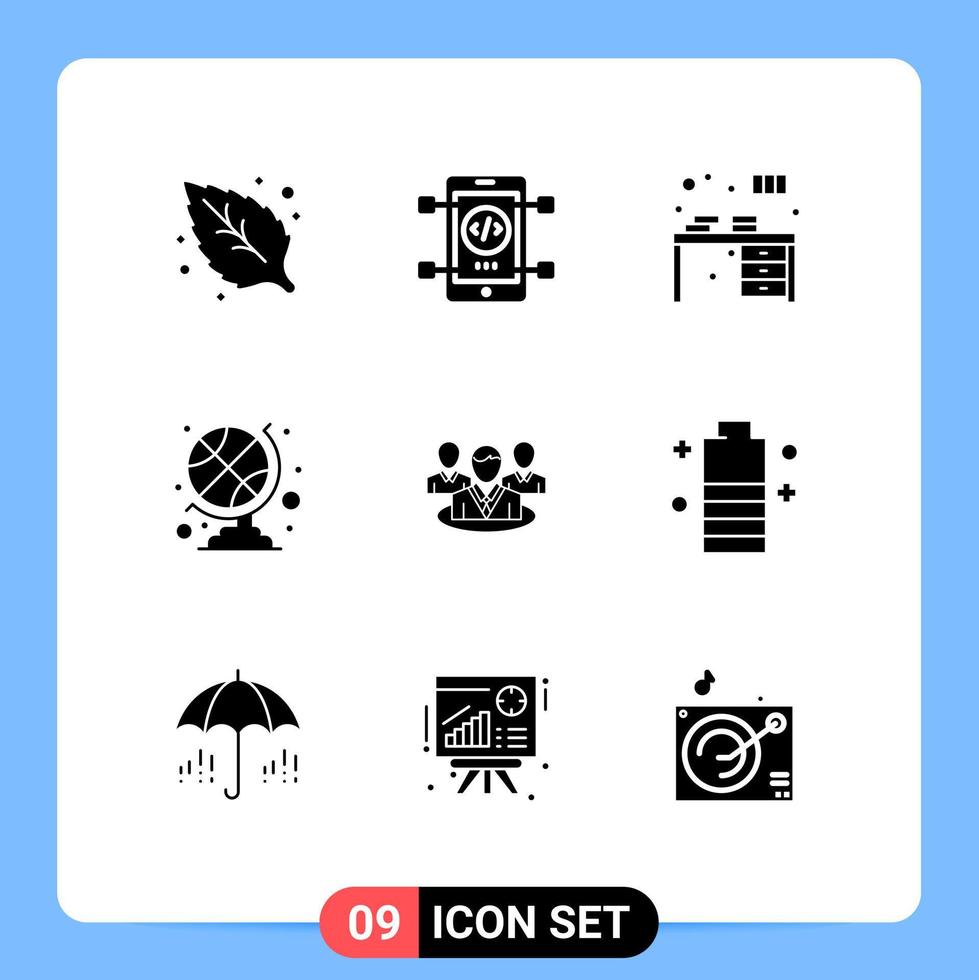 Set of 9 Modern UI Icons Symbols Signs for gossip group desk sports club globe sports accessories Editable Vector Design Elements