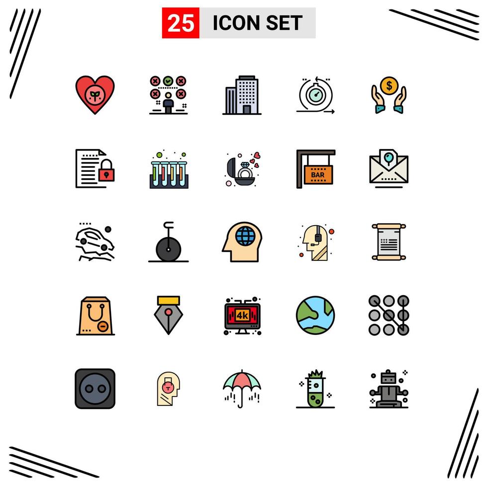 User Interface Pack of 25 Basic Filled line Flat Colors of iteration development user cycle house Editable Vector Design Elements