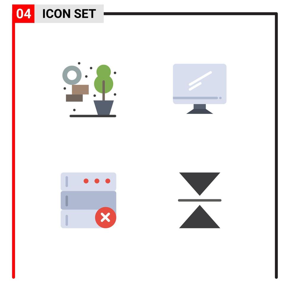 4 Flat Icon concept for Websites Mobile and Apps home delete computer imac flip Editable Vector Design Elements