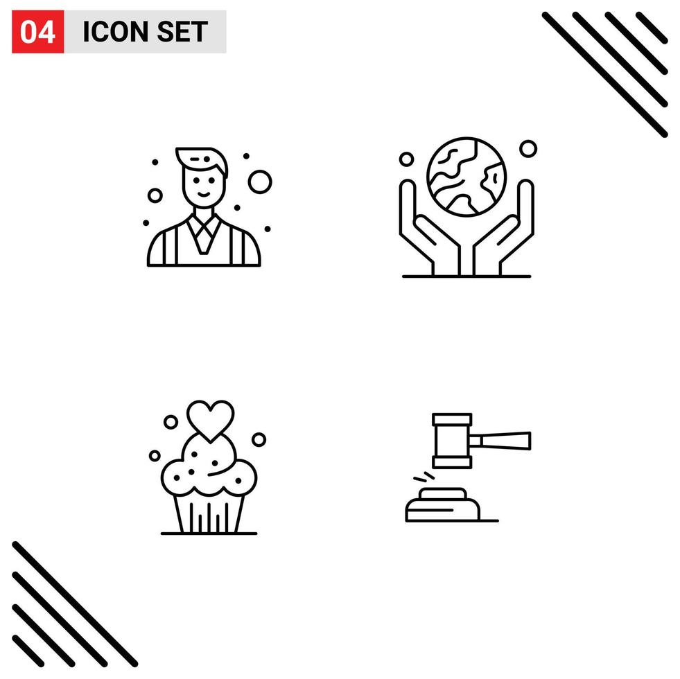 4 Universal Filledline Flat Colors Set for Web and Mobile Applications boss cake people human hand muffins Editable Vector Design Elements