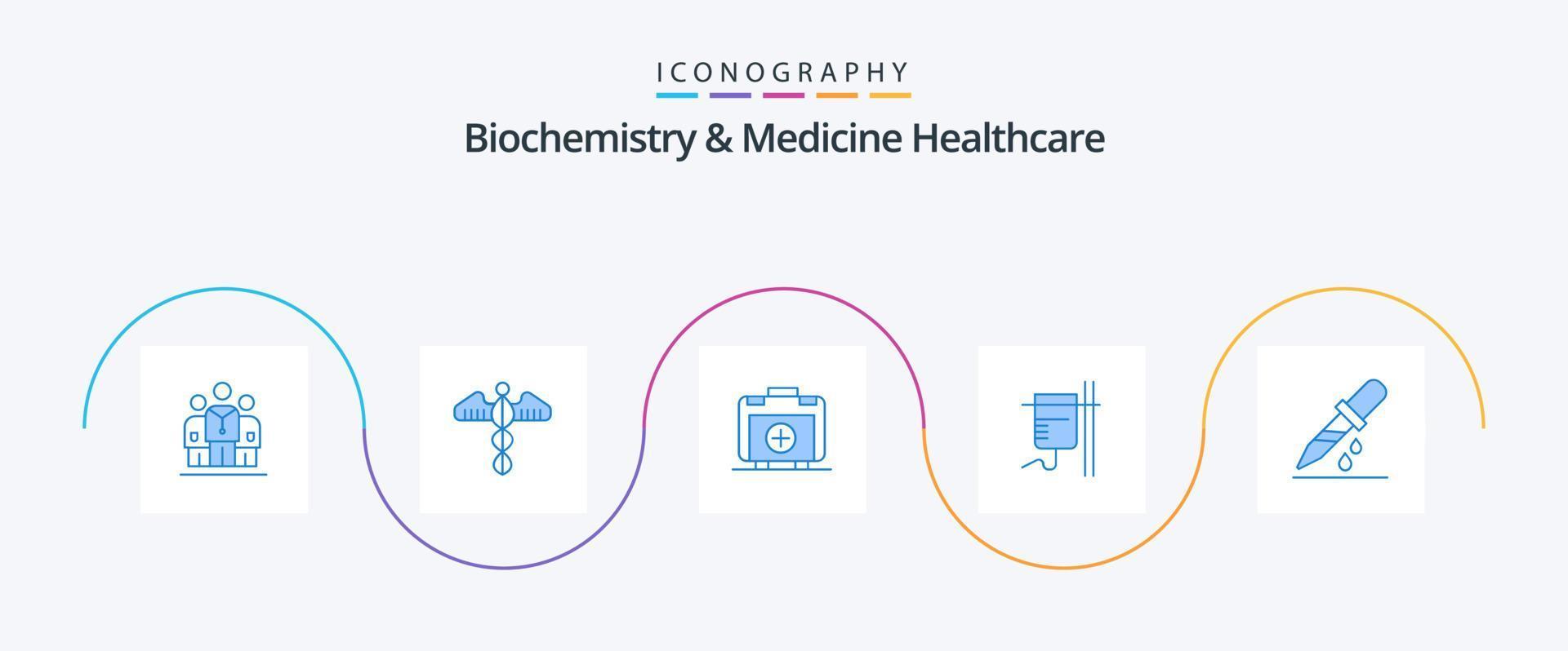 Biochemistry And Medicine Healthcare Blue 5 Icon Pack Including droup. rehydration. care. medical. medical vector