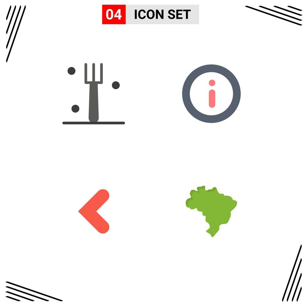 Pack of 4 Modern Flat Icons Signs and Symbols for Web Print Media such as fork left info arrow map Editable Vector Design Elements