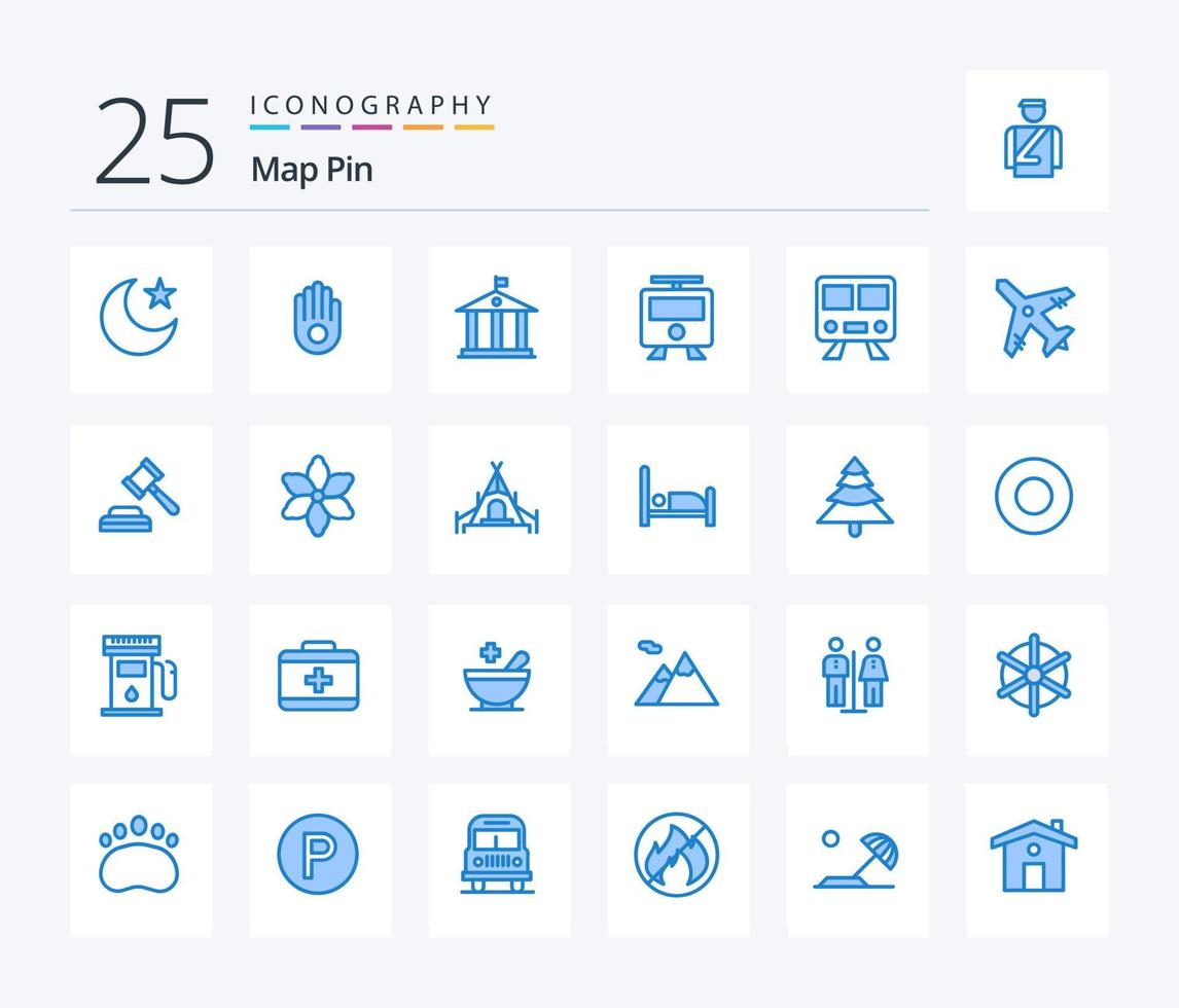 mapa pin 25 paquete de iconos de color azul que incluye juez. vacaciones. dinero. viajar. tren vector