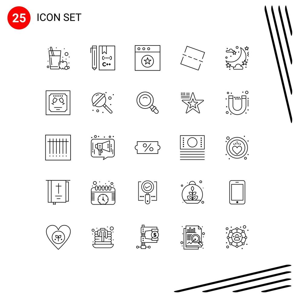 Universal Icon Symbols Group of 25 Modern Lines of moon night app celebration photo Editable Vector Design Elements