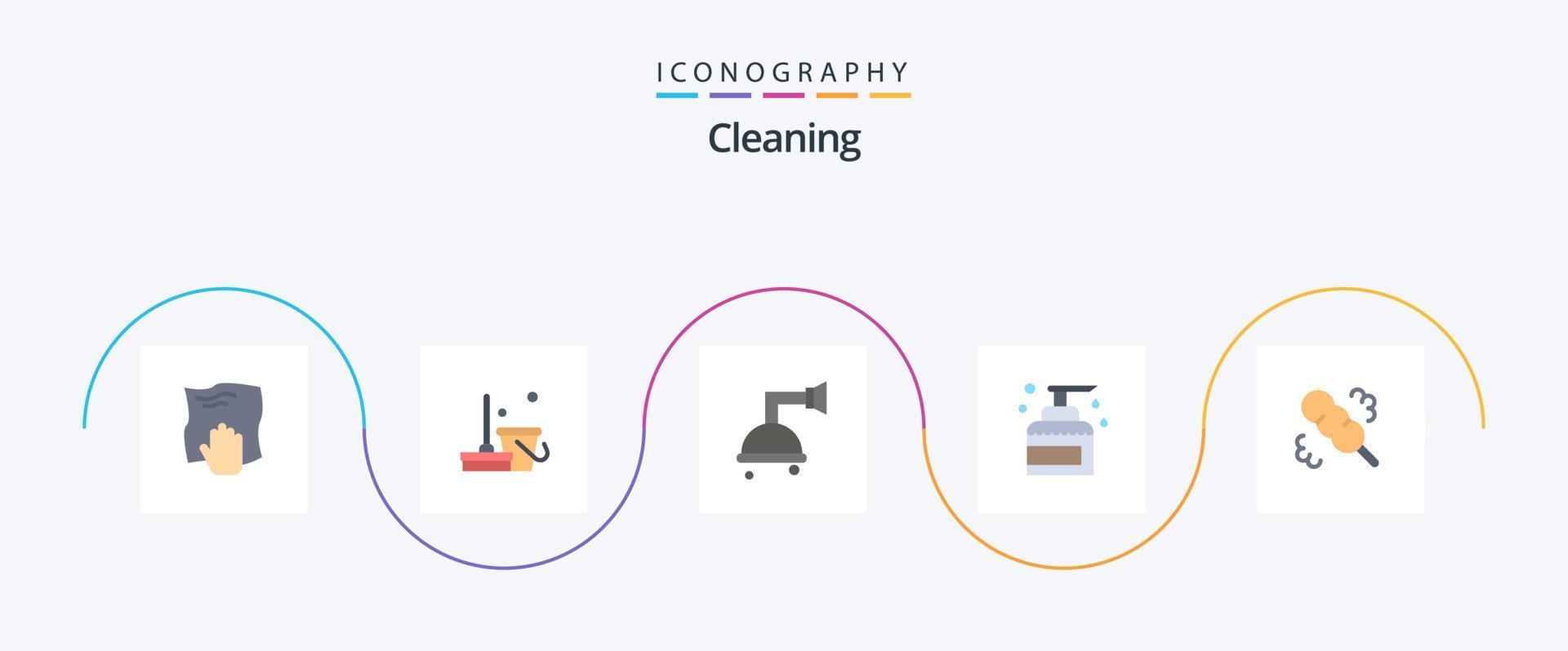 Cleaning Flat 5 Icon Pack Including broom. product. sweep. keeping. cleaning vector