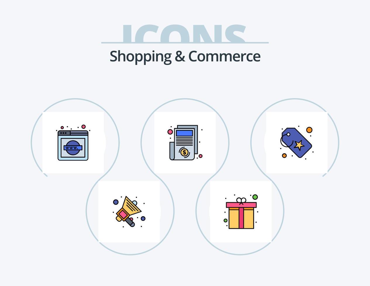 paquete de iconos llenos de línea de compras y comercio 5 diseño de iconos. caja de regalo. presente. letrero regalo. lista vector