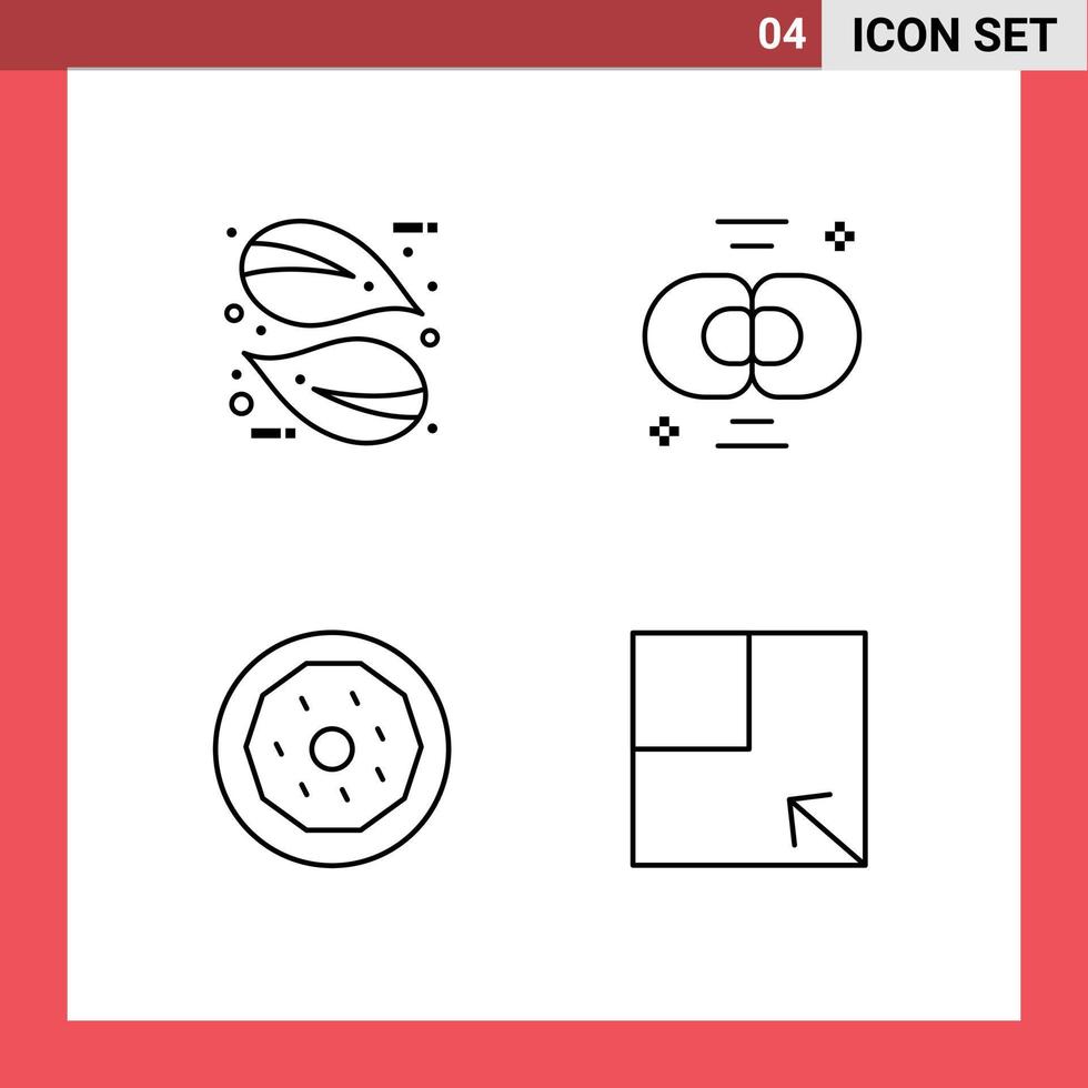 Modern Set of 4 Filledline Flat Colors and symbols such as eco dessert plant cell food Editable Vector Design Elements