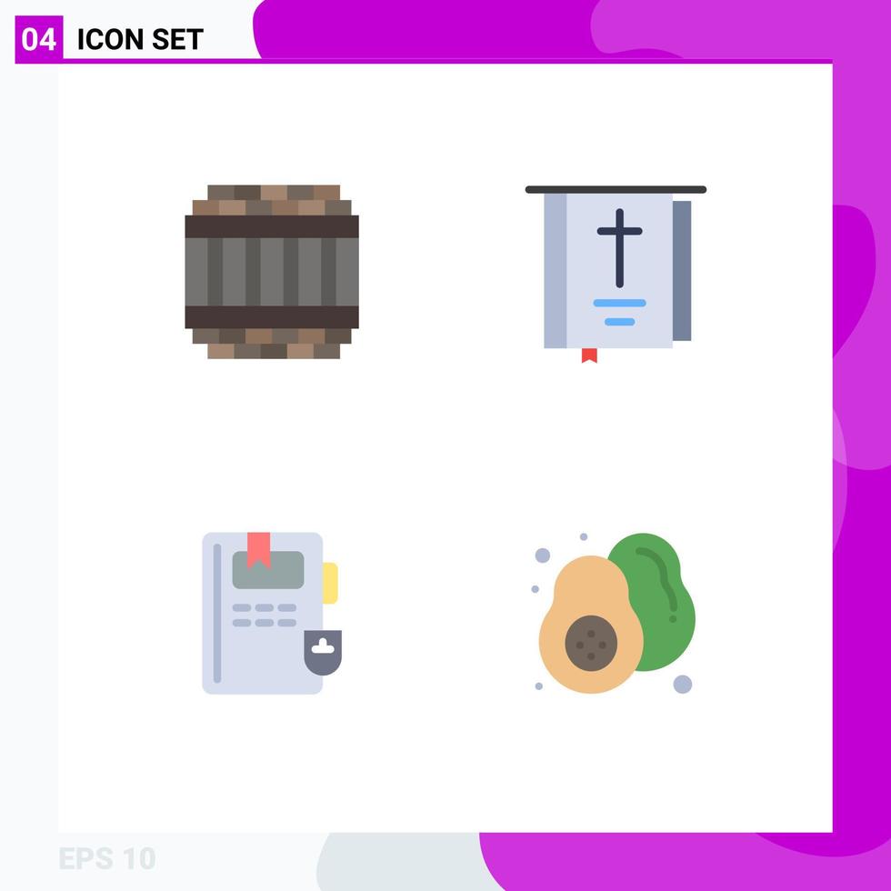 4 Universal Flat Icons Set for Web and Mobile Applications architecture book prison cross knowledge Editable Vector Design Elements