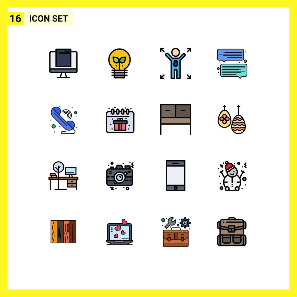 16 iconos creativos signos y símbolos modernos de mensajes de luz de llamadas telefónicas elementos de diseño de vectores creativos editables