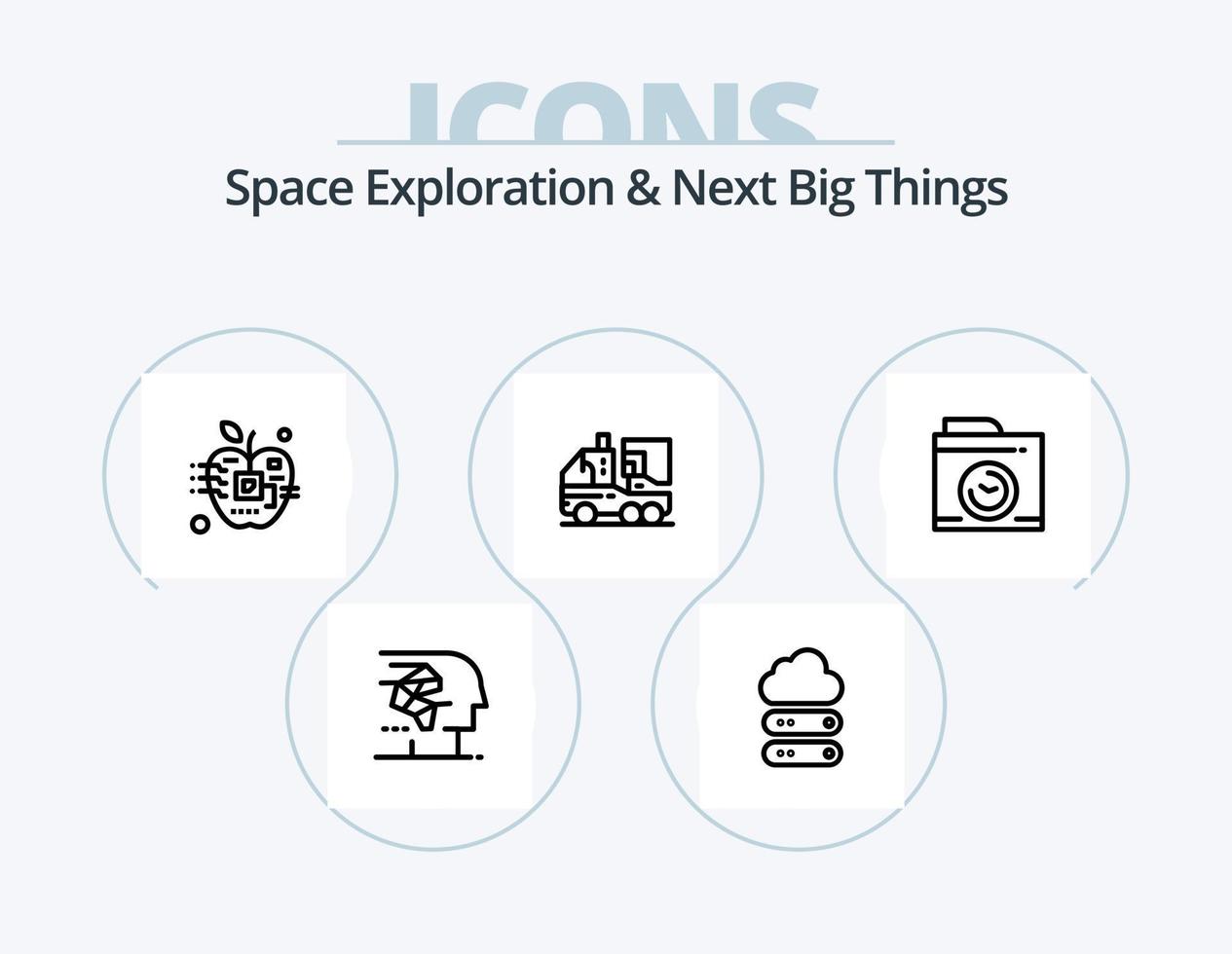 Space Exploration And Next Big Things Line Icon Pack 5 Icon Design. electronic. biology. artificial. artificial. life vector
