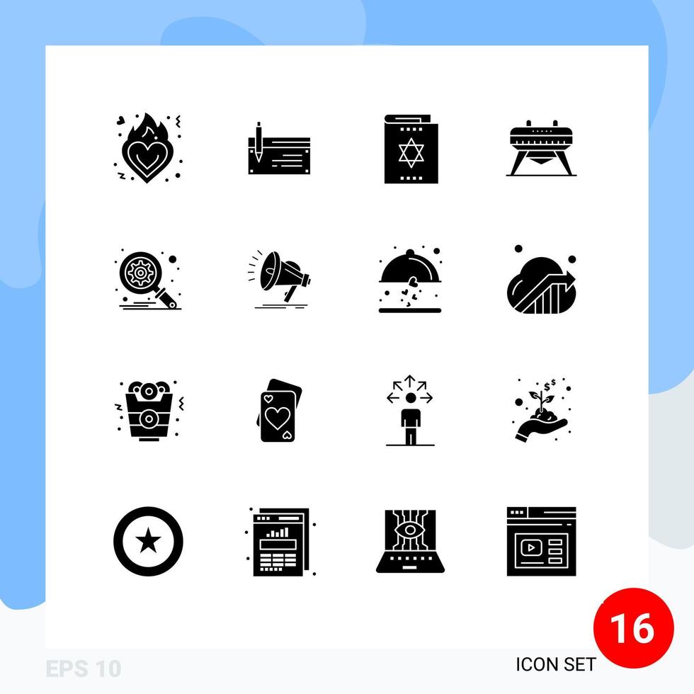 16 iconos creativos signos y símbolos modernos de gimnasia mago finanzas libro mágico harry potter elementos de diseño vectorial editables vector