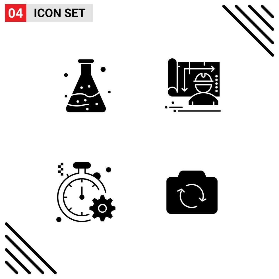 4 iconos creativos signos y símbolos modernos de contaminación ingeniería de arquitectura rápida equipo elementos de diseño vectorial editables vector