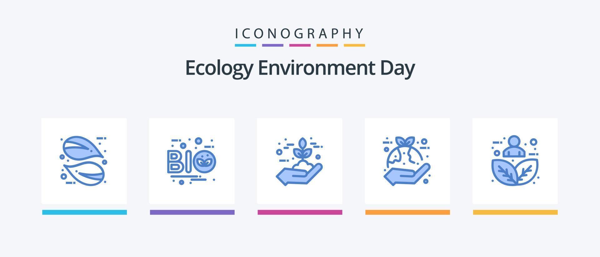 Ecology Blue 5 Icon Pack Including hand. protection. leaf. plant. green. Creative Icons Design vector