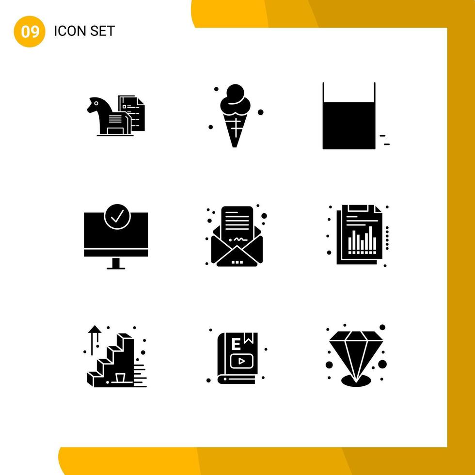 9 Universal Solid Glyph Signs Symbols of gadget connected cream computers ring Editable Vector Design Elements